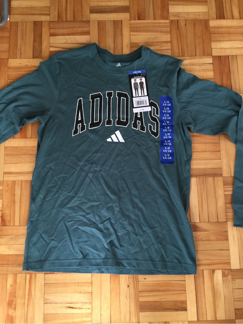Adidas boys Long-Sleeve Logo Shirt - Teal